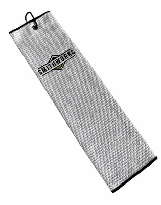 This picture shows a SmithWorks® Club Towel with snap hook white