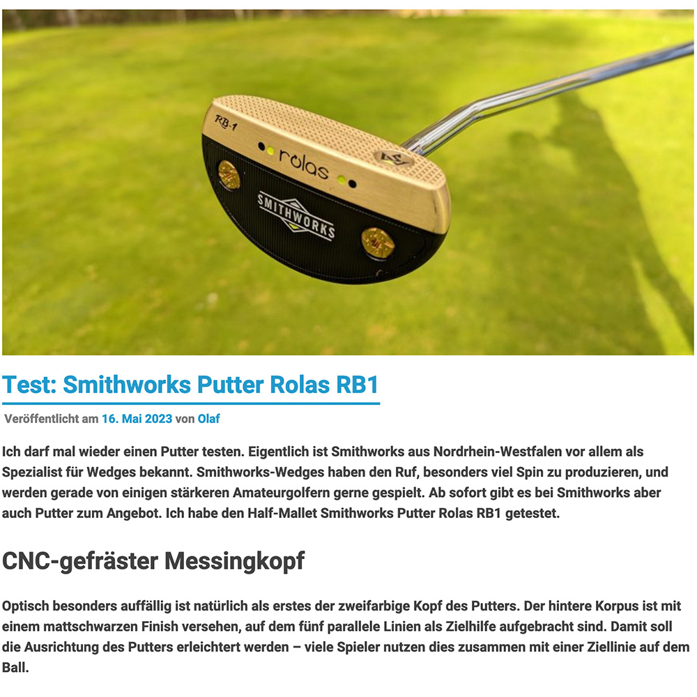 DThis picture shows a Rolas RB1 Putter Product test of Heidegolfer