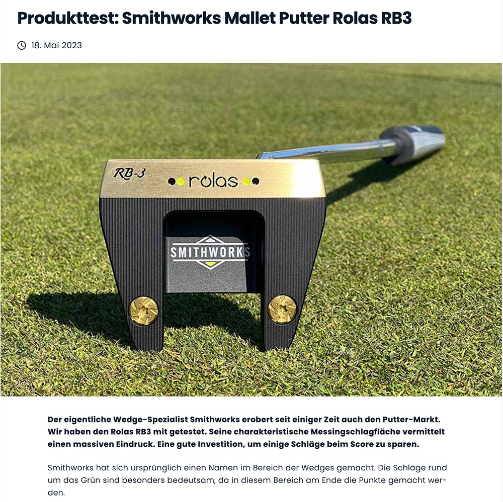 This picture shows a Rolas RB3 Putter Product test of 123Golfsport